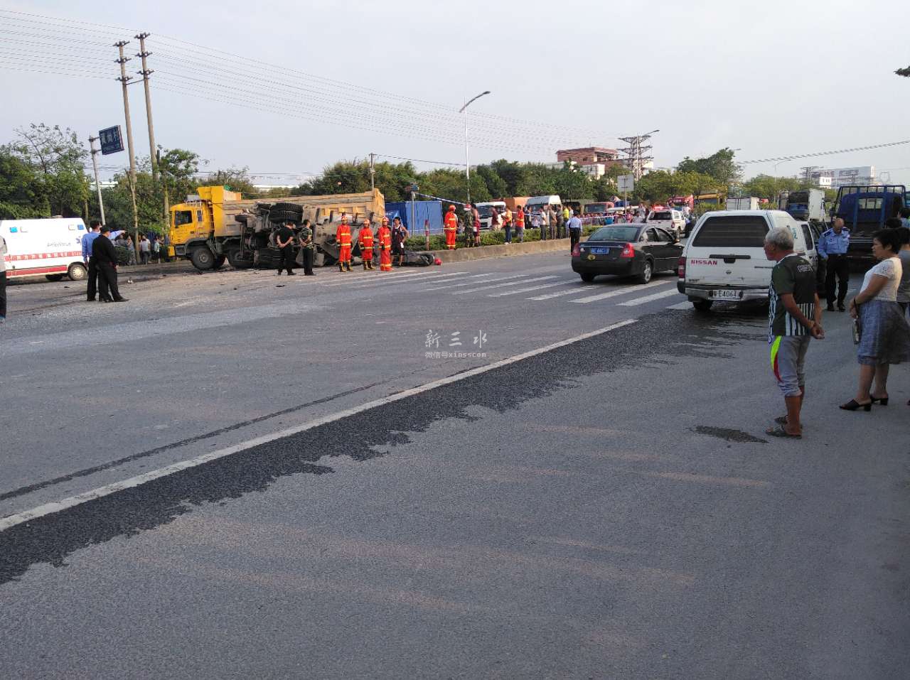 芦苞镇黄岗村口,交通事故,博德段塞车 - 网友报