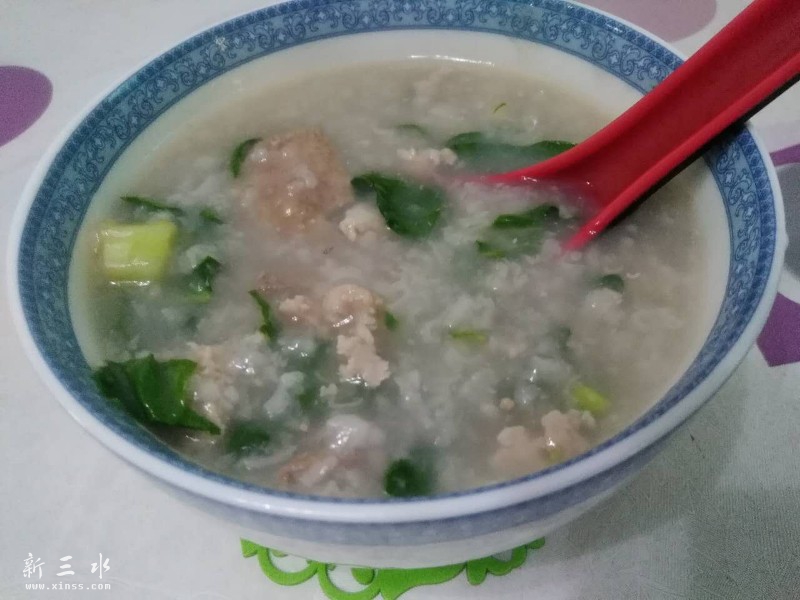 菜心瘦肉粥