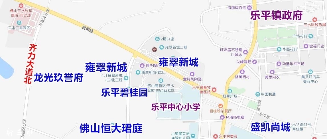 乐平镇中心位置示意图